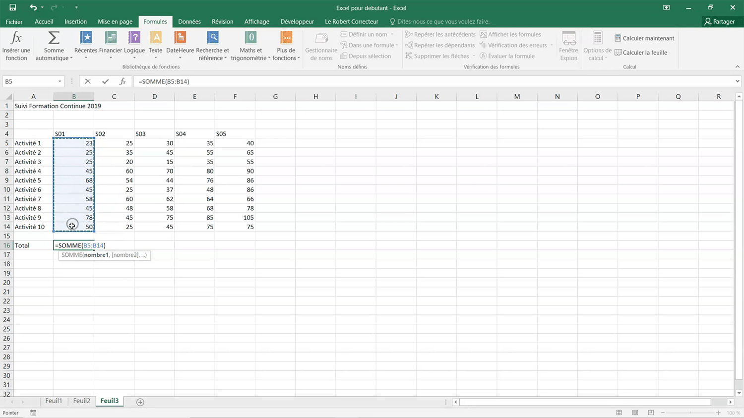 comment entrer une formule de calcul sur excel