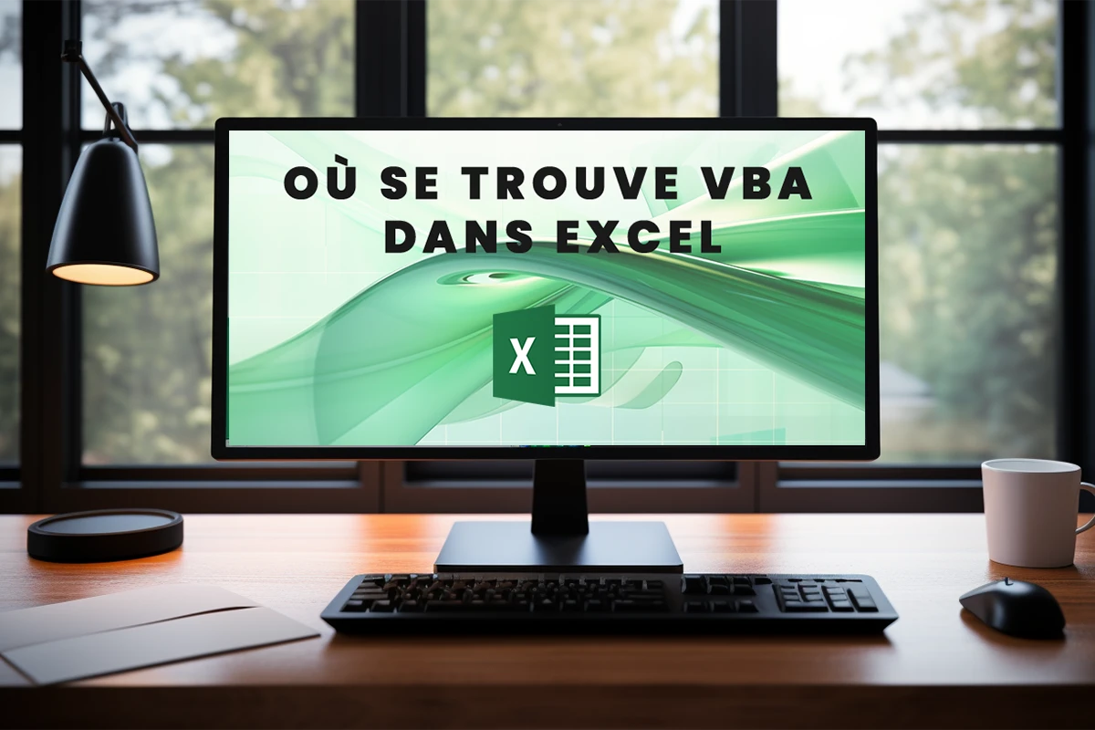 Image d'un ordinateur de bureau avec une feuille de calcul Excel contenant du code VBA.