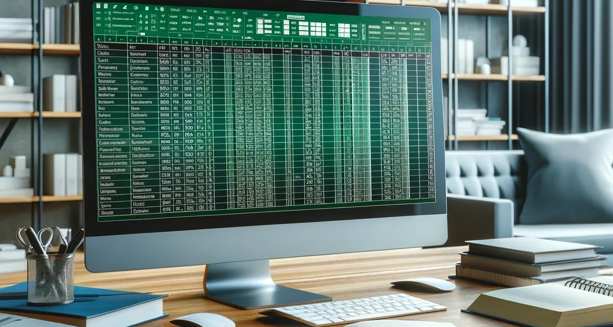 Un ordinateur portable sur un bureau montrant un écran avec des tableaux et graphiques Power Pivot, entouré d'éléments de bureau organisés.